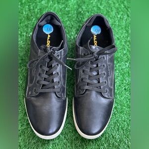 Aldo Men's Black Leather Sneakers Size‎ 10.5